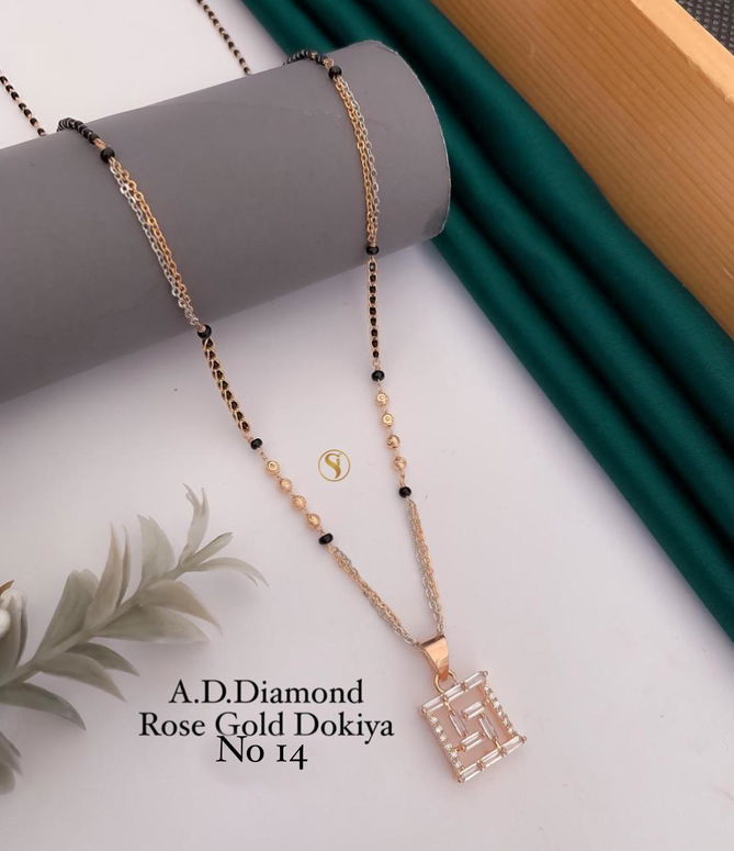 14 AD Diamond Designer Regular Wear Mangalsutra Wholesale Price In Surat
